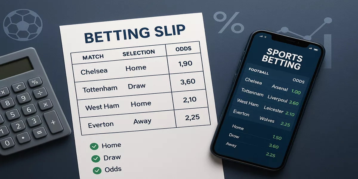 Acca betting strategies with betting slip, calculator and odds display