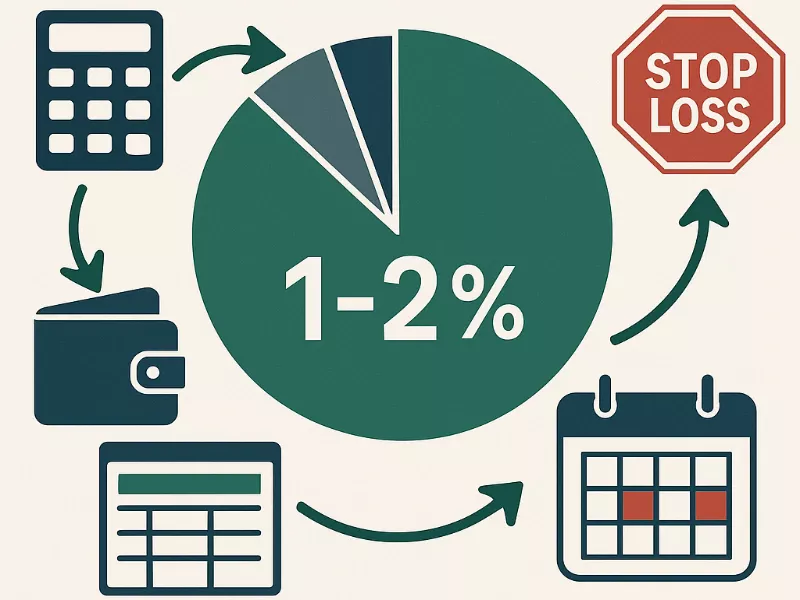 Bankroll management strategy showing stake sizing percentages and stop-loss limits