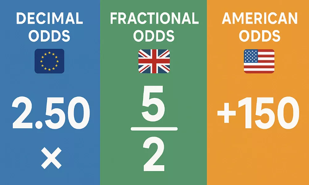 Comparison of decimal, fractional and American betting odds formats