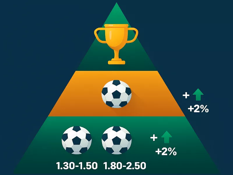 Conservative banker method showing pyramid structure with short-odds and medium-odds selections